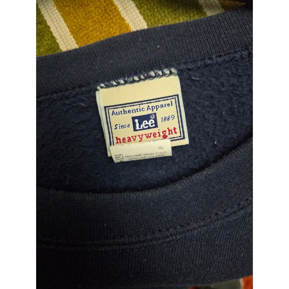 Vintage 1990s Lee Heavyweight‎ Sweatshirt Mens 2XL Navy Blue Crewneck Fleece